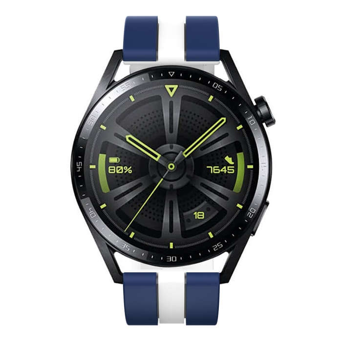 For Huawei Watch GT 3 / GT 3 Pro Vertical Two Color Silicone Watch Band(Dark Blue+White)