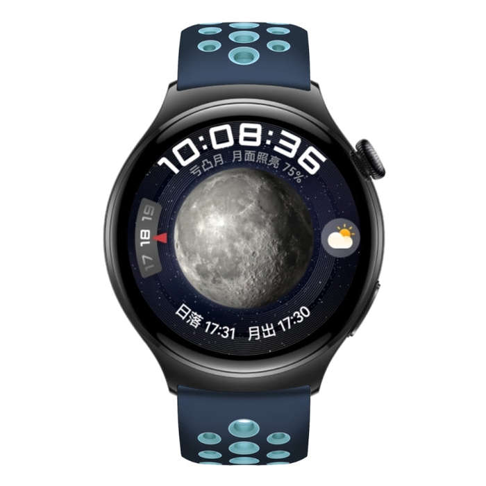 For Huawei Watch 4 Two Color Round Hole Silicone Watch Band(Lake Cyan)