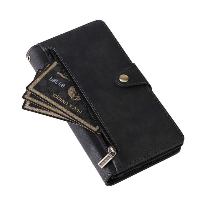 For Google Pixel 9 Pro Rivet Buckle 9 Cards Three Fold Leather Phone Case(Black)