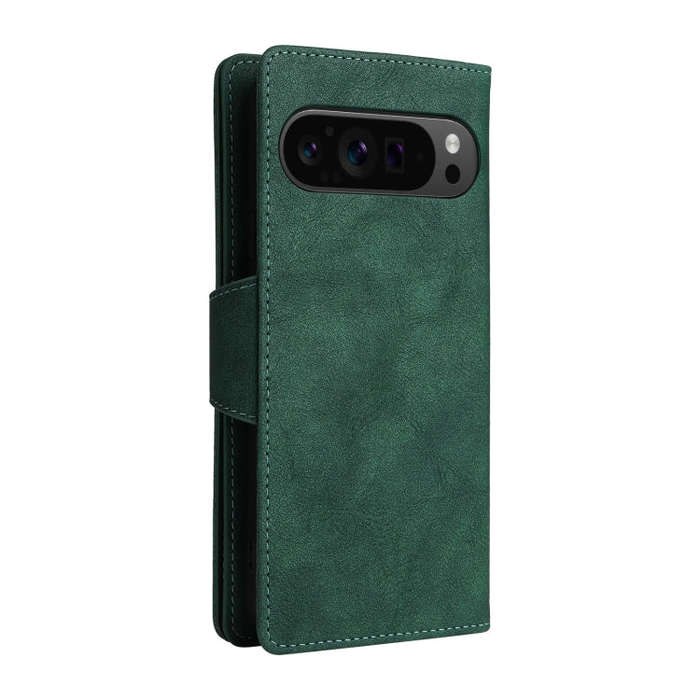 For Google Pixel 9 Pro Rivet Buckle 9 Cards Three Fold Leather Phone Case(Green)