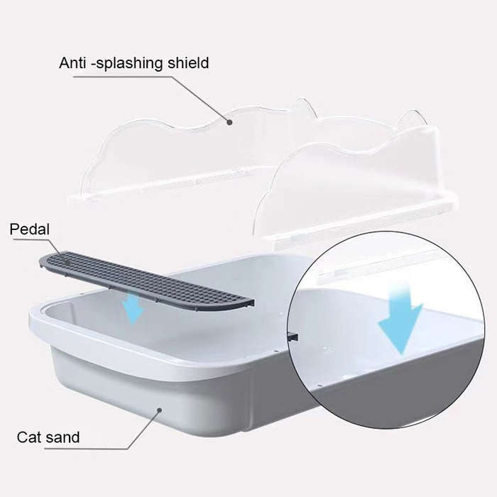 Semi-closed Cat-ear Baffle Cat Litter Basin Deodorization Cat Toilet, Size:Large Size(Random Color)