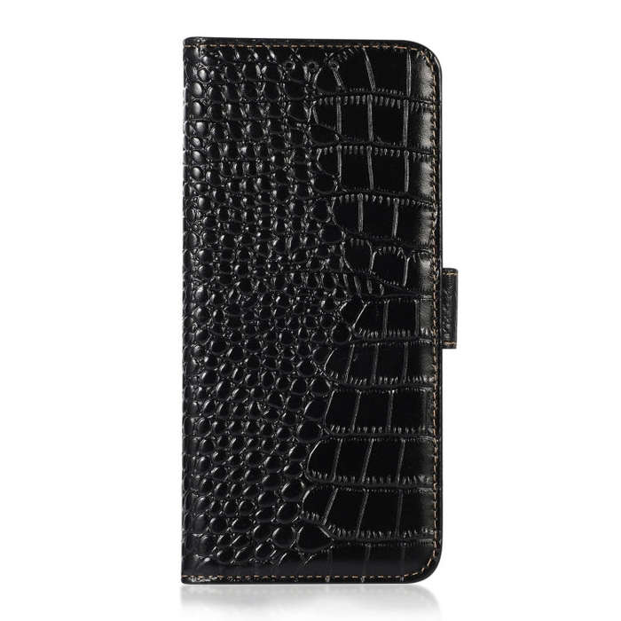 For Sony Xperia 10 VI Crocodile Top Layer Cowhide Leather Phone Case(Black)