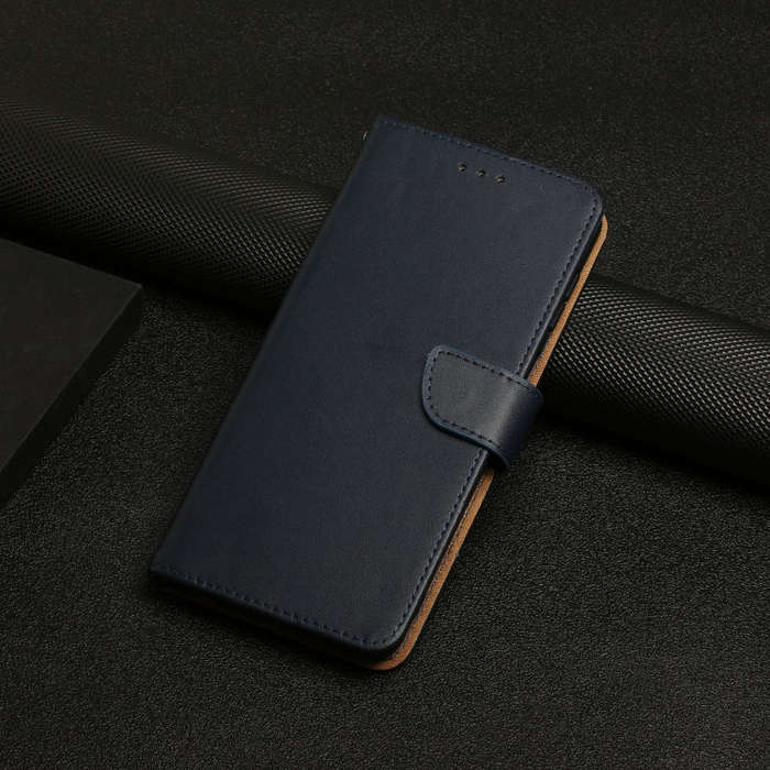 For Honor X6b HT02 Genuine Leather Fingerprint-proof Flip Phone Case(Blue)