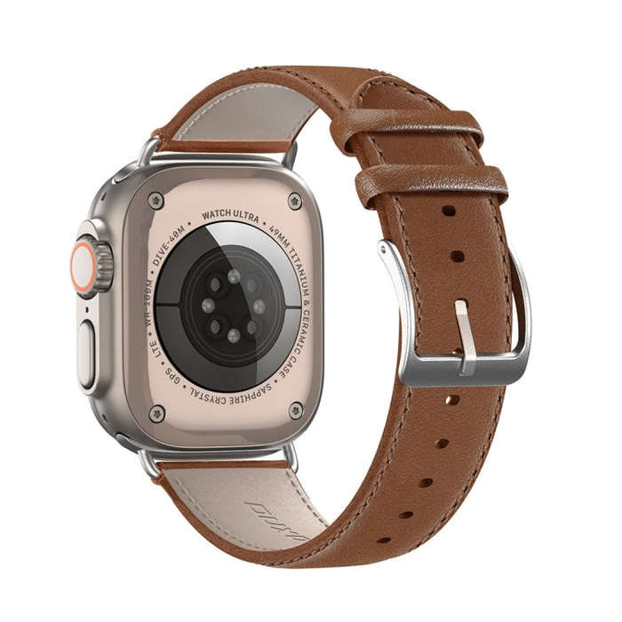 For Apple Watch 38mm DUX DUCIS YS Series Genuine Leather Watch Band(Brown)
