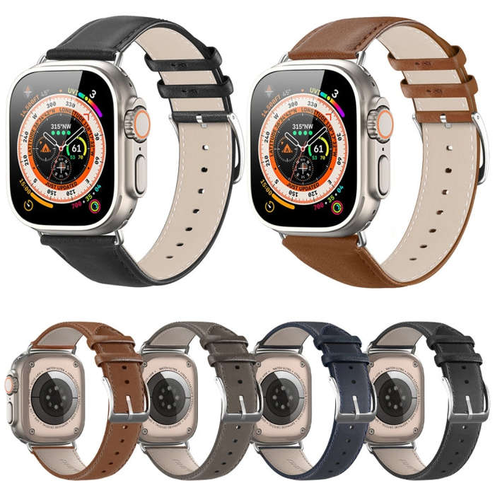 For Apple Watch 38mm DUX DUCIS YS Series Genuine Leather Watch Band(Brown)