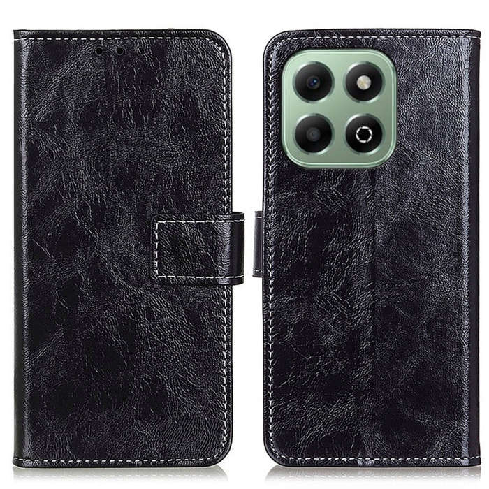 For Honor X6b Retro Crazy Horse Texture Flip Leather Phone Case(Black)