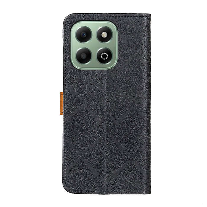 For Honor X6b European Floral Embossed Leather Phone Case(Black)