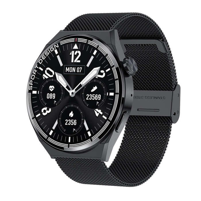 HDT MAX 1.60 inch Black Dial Milan Steel Band IP68 Waterproof Smart Watch Support Bluetooth Call(...