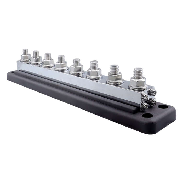 RV 600A High Current busbar 8-way Straight M10 Wiring Studs(Black)