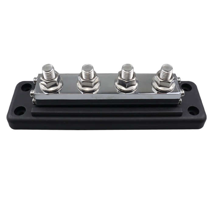 RV 600A High Current Busbar 4-way Straight M10 Wiring Studs(Black)