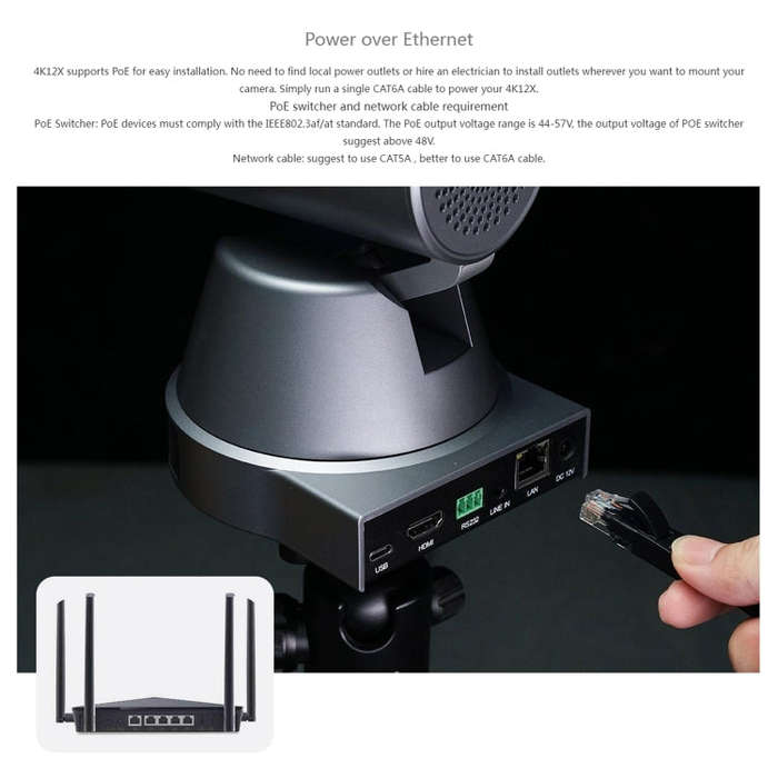FEELWORLD 4K12X 4K PTZ Camera 12X Optical Zoom AI Tracking HDMI USB IP Remote Control(US Plug)