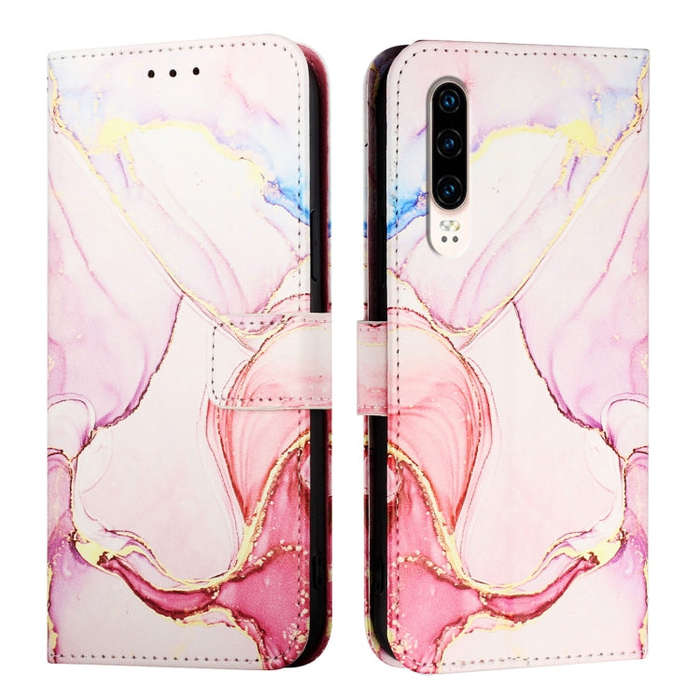 For Huawei P30 PT003 Marble Pattern Flip Leather Phone Case(Rose Gold)