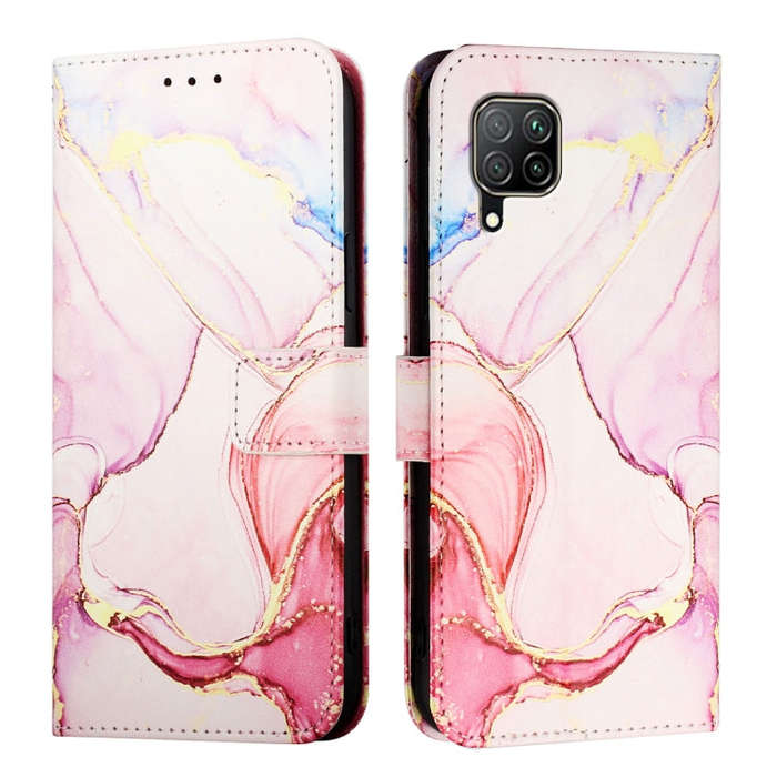 For Huawei P40 lite / nova 6 SE PT003 Marble Pattern Flip Leather Phone Case(Rose Gold)