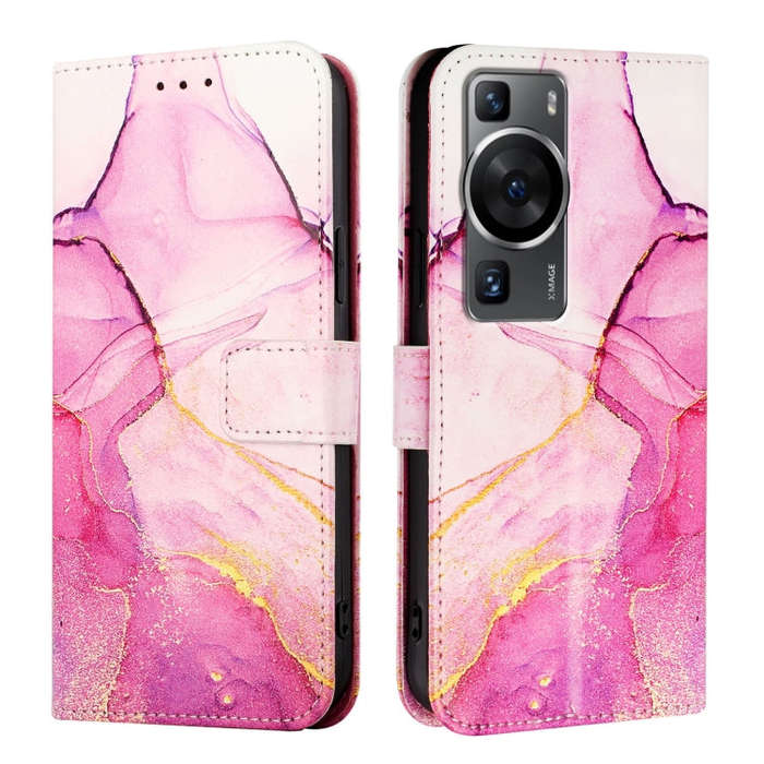 For Huawei P60 / P60 Pro PT003 Marble Pattern Flip Leather Phone Case(Marble White)