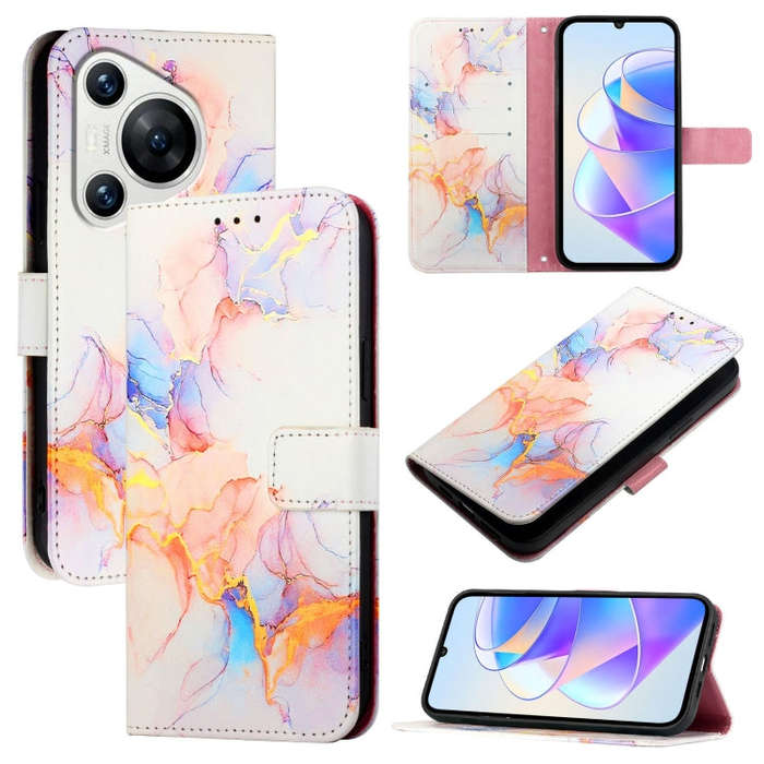For Huawei Pura 70 PT003 Marble Pattern Flip Leather Phone Case(Marble White)