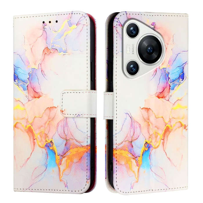For Huawei Pura 70 PT003 Marble Pattern Flip Leather Phone Case(Marble White)