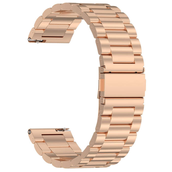 For Amazfit Bip 5 Three Strains Stainless Steel Watch Band(Rose Gold)