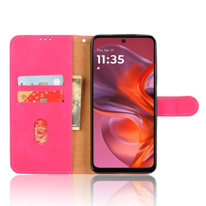 For Motorola Moto G05 / E15 Skin Feel Magnetic Flip Leather Phone Case(Rose Red)