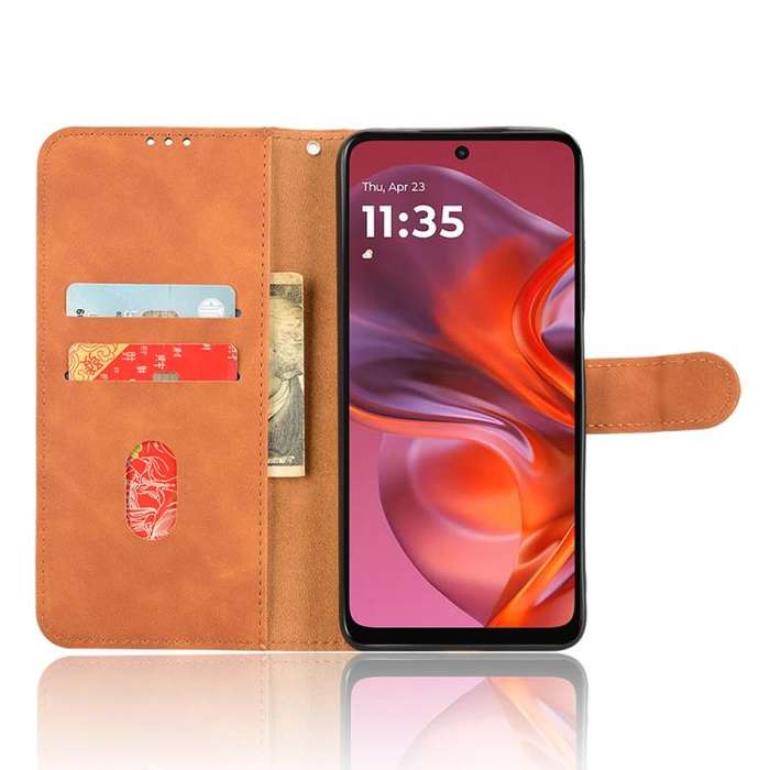 For Motorola Moto G05 / E15 Skin Feel Magnetic Flip Leather Phone Case(Brown)