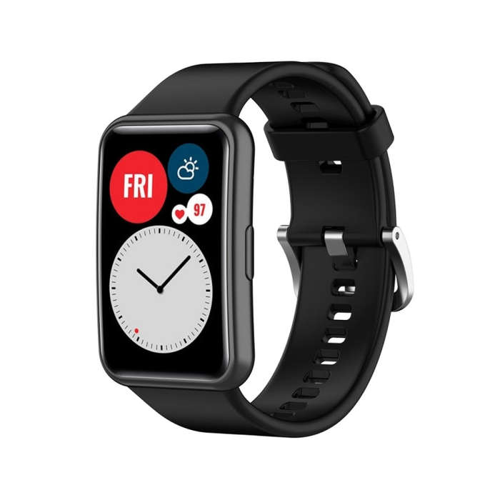 For Huawei Watch Fit Special Edition Silicone Silver Steel Buckle Watch Band(Black)