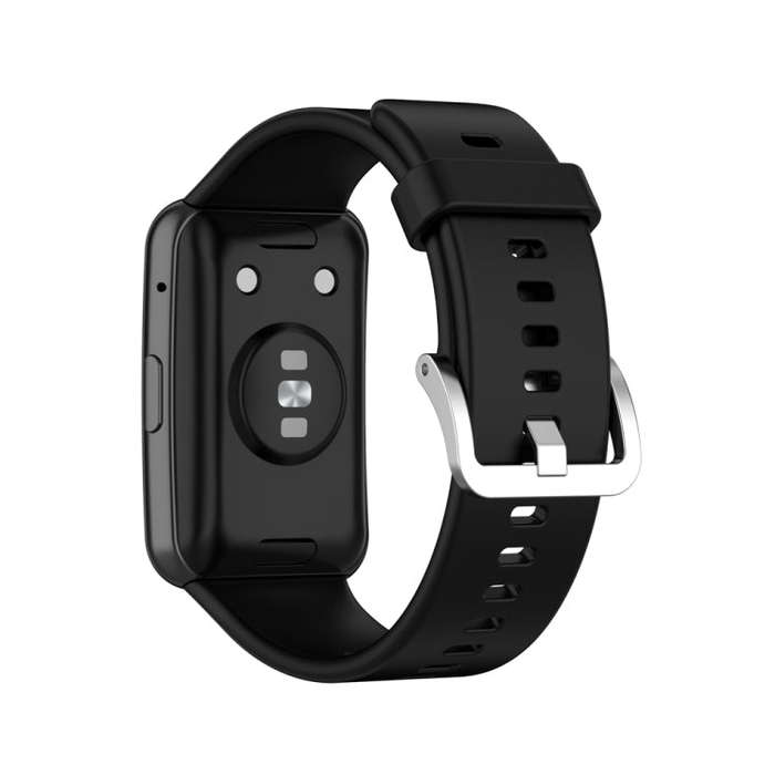 For Huawei Watch Fit Special Edition Silicone Silver Steel Buckle Watch Band(Black)