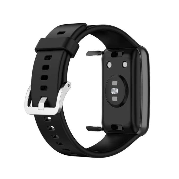 For Huawei Watch Fit Special Edition Silicone Silver Steel Buckle Watch Band(Black)
