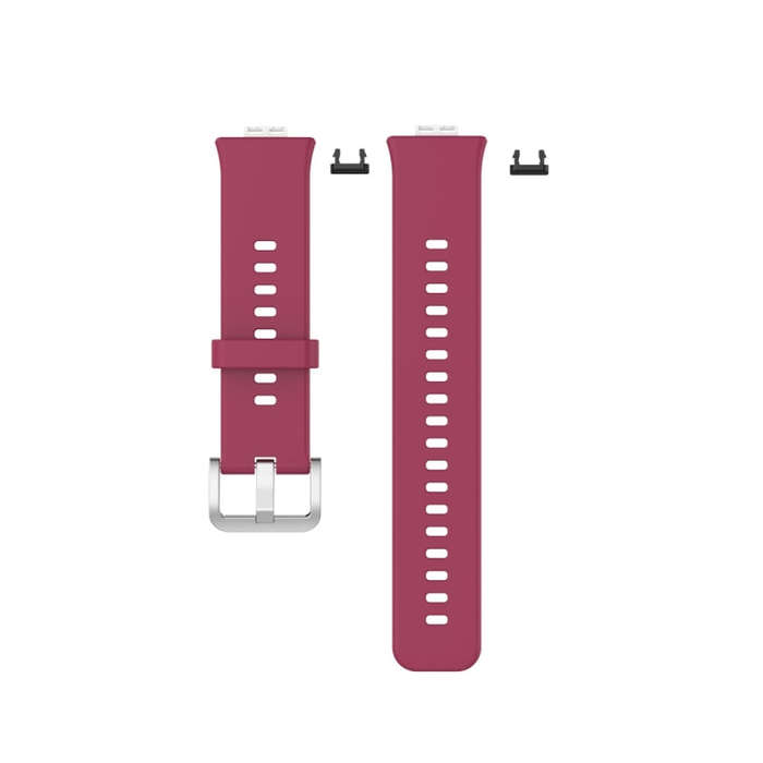 For Huawei Watch Fit Special Edition Silicone Silver Steel Buckle Watch Band(Wine Red)