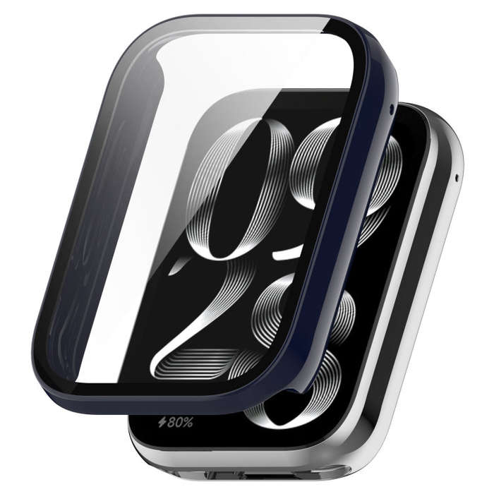For Xiaomi Mi Band 8 Pro PC + Tempered Glass Film Integrated Watch Protective Case(Ink Blue)