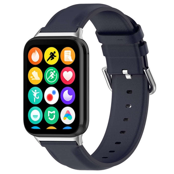 For Xiaomi Smart Band 9 Pro / 8 Pro Round Tail Genuine Leather Watch Band(Navy Blue)