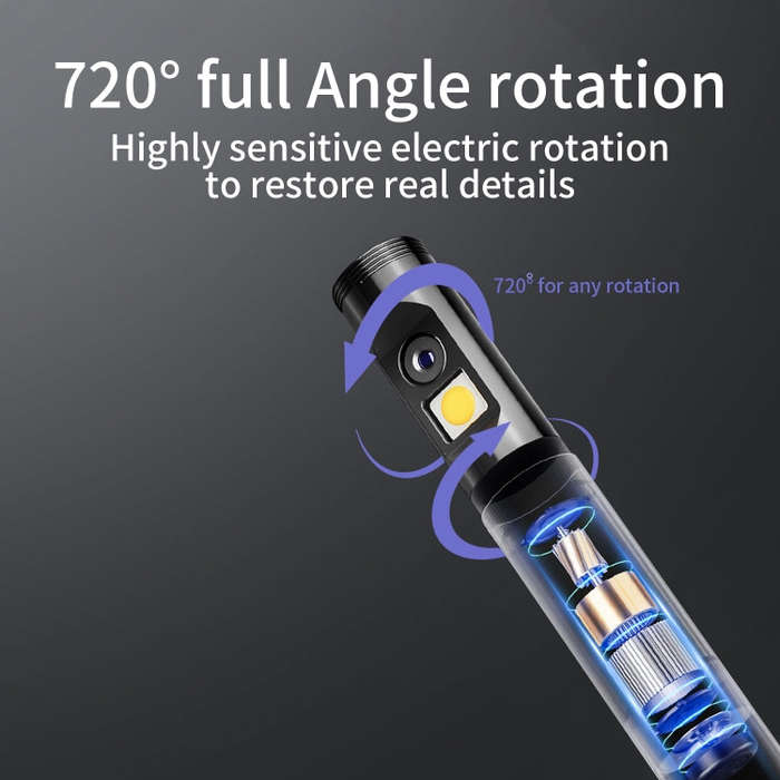 P120 Rotatable 8mm Dual Lenses Industrial Endoscope with Screen, 9mm Tail Pipe Diameter, Spec:5m ...