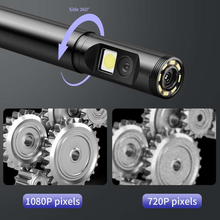 P120 Rotatable 8mm Dual Lenses Industrial Endoscope with Screen, 9mm Tail Pipe Diameter, Spec:10m...