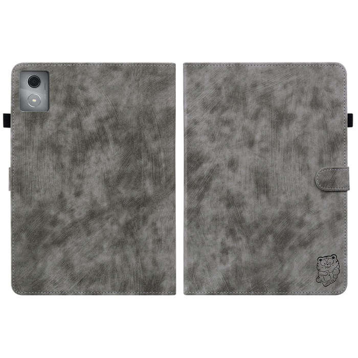 For Lenovo Tab K11 Plus Tiger Pattern Flip Leather Tablet Case(Grey)