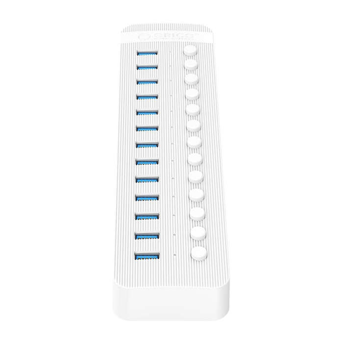 ORICO CT2U3-13AB Plastic Stripes 13 Ports USB 3.0 HUB with Individual Switches, Plug:UK Plug(White)