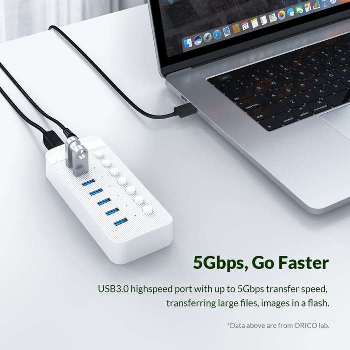 ORICO CT2U3-13AB Plastic Stripes 13 Ports USB 3.0 HUB with Individual Switches, Plug:EU Plug(Black)