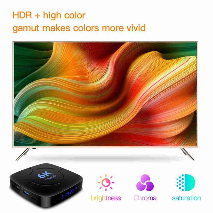 6K Ultra HD Android 12.0 Smart TV Box with Remote Control, 4GB+64GB, Allwinner H616 1.5GHZ Quad-C...