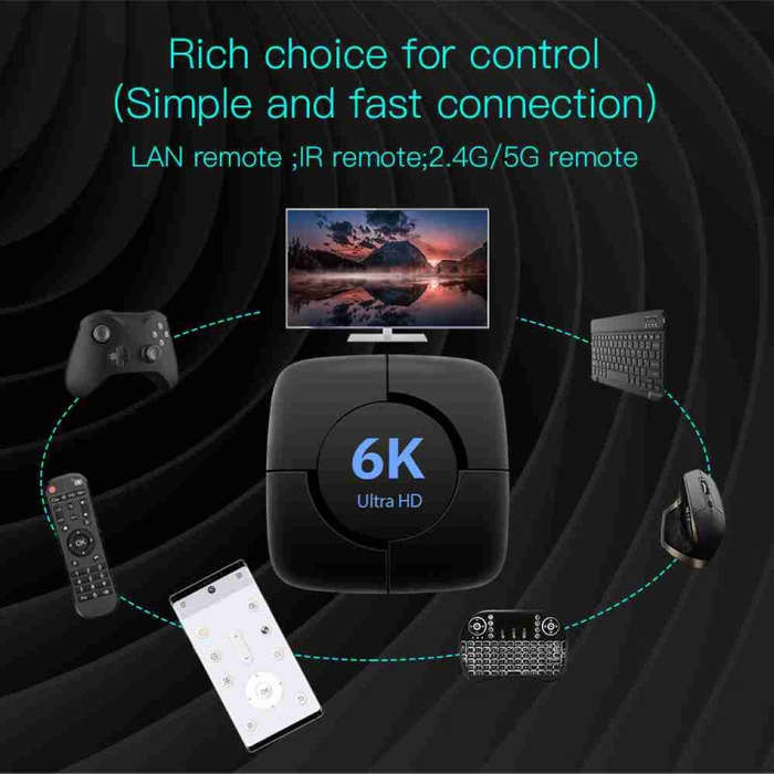 6K Ultra HD Android 12.0 Smart TV Box with Remote Control, 2GB+16GB, Allwinner H616 1.5GHZ Quad-C...