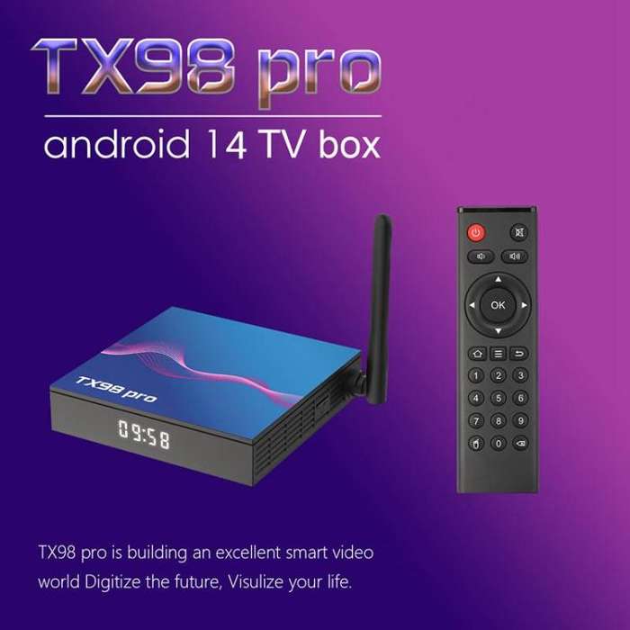 TX98 Pro 4K Ultra HD Android 14.0 Smart TV Box with Remote Control, 2GB+16GB, Allwinner H618 Quad...