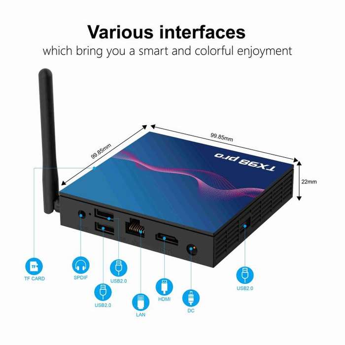 TX98 Pro 4K Ultra HD Android 14.0 Smart TV Box with Remote Control, 2GB+16GB, Allwinner H618 Quad...