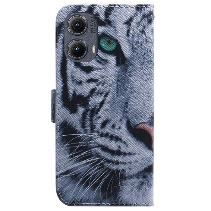 For Motorola Edge 2024 Coloured Drawing Flip Leather Phone Case(Tiger)