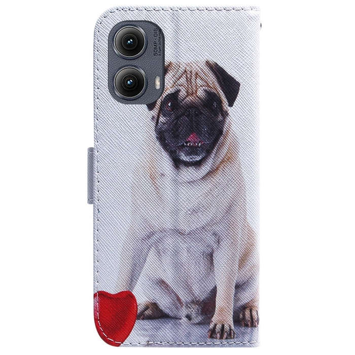 For Motorola Edge 2024 Coloured Drawing Flip Leather Phone Case(Pug)