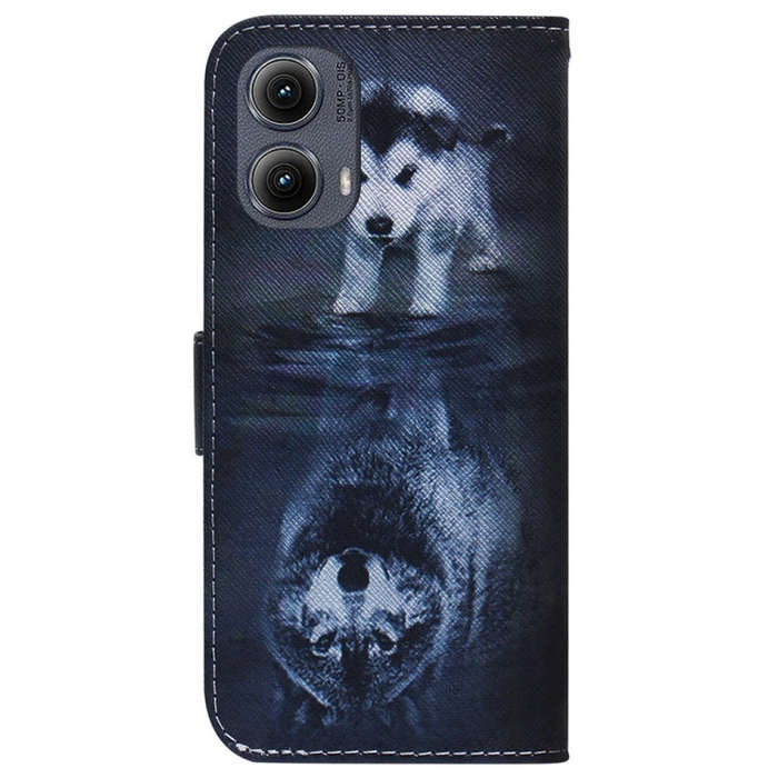 For Motorola Edge 2024 Coloured Drawing Flip Leather Phone Case(Wolf and Dog)