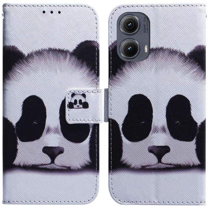 For Motorola Edge 2024 Coloured Drawing Flip Leather Phone Case(Panda)