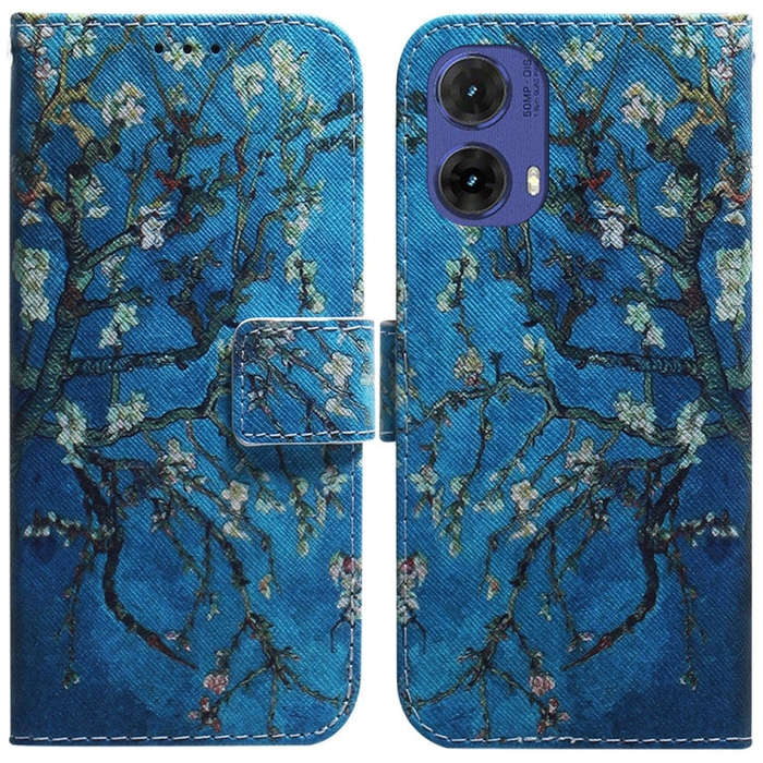 For Motorola Moto G85 Coloured Drawing Flip Leather Phone Case(Apricot)