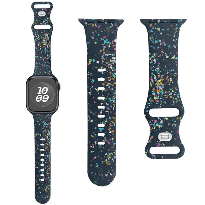For Apple Watch Ultra 49mm Floral Silicone Watch Band(Blue)