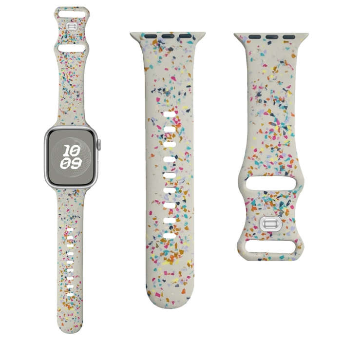 For Apple Watch Serie 6 44mm Floral Silicone Watch Band(Starlight)