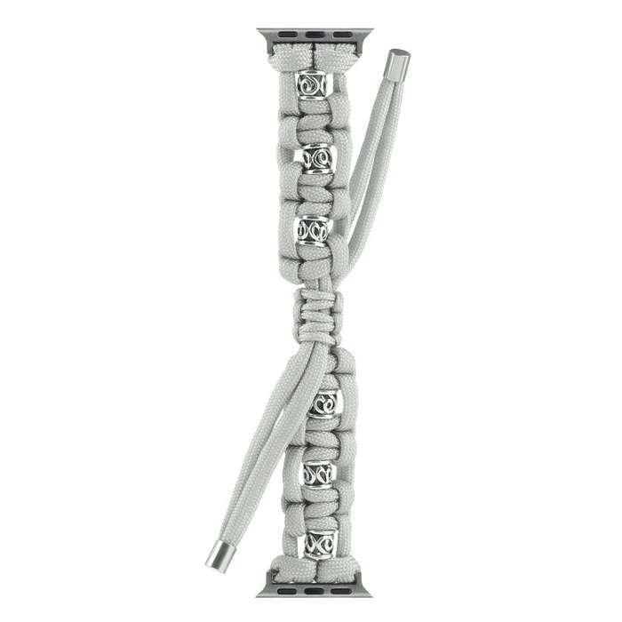 For Apple Watch SE 2023 40mm Silk Silver Beads Braided Watch Band(Grey)