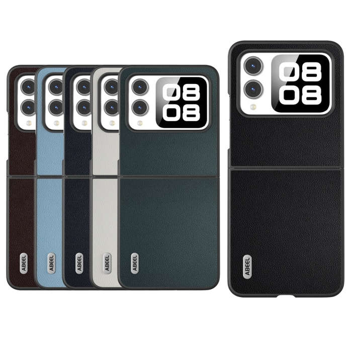 For Huawei nova Flip ABEEL Genuine Leather Elegant Black Edge Phone Case(White)