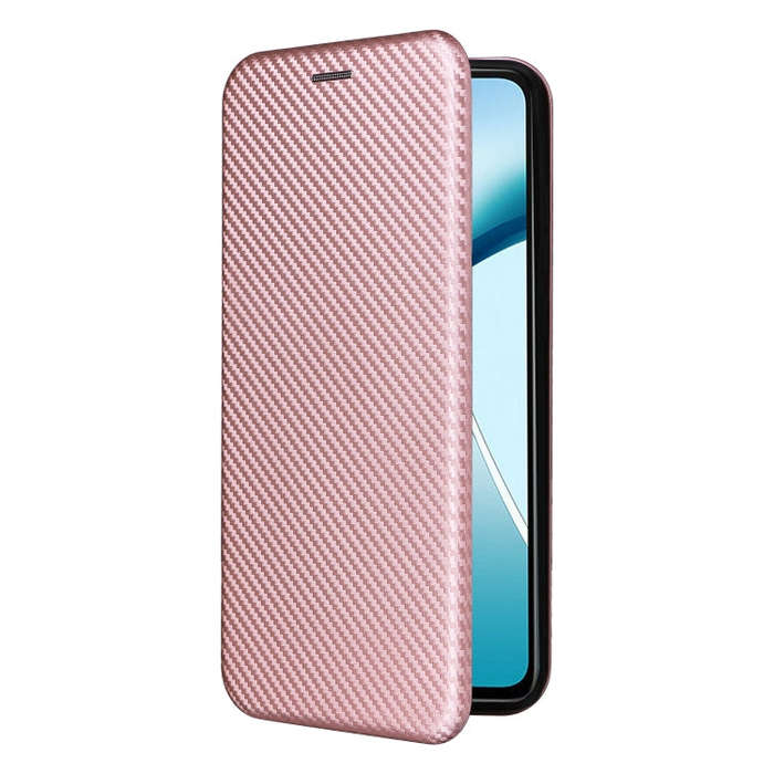 For Motorola Moto G85 Carbon Fiber Texture Flip Leather Phone Case(Pink)