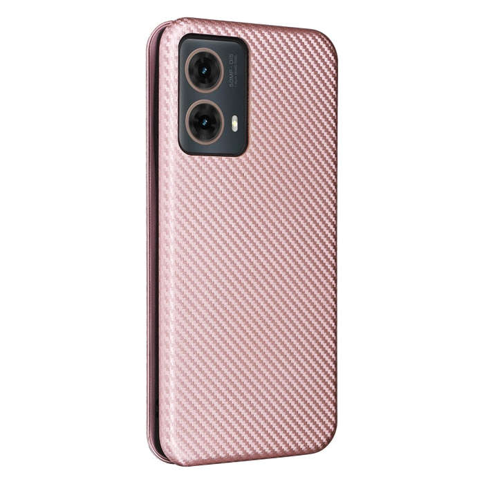 For Motorola Moto G85 Carbon Fiber Texture Flip Leather Phone Case(Pink)