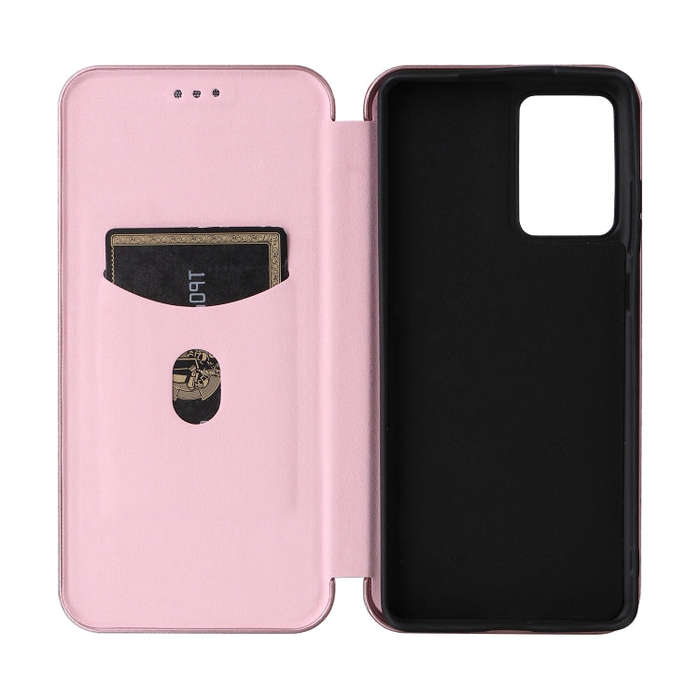 For Motorola Moto G85 Carbon Fiber Texture Flip Leather Phone Case(Pink)